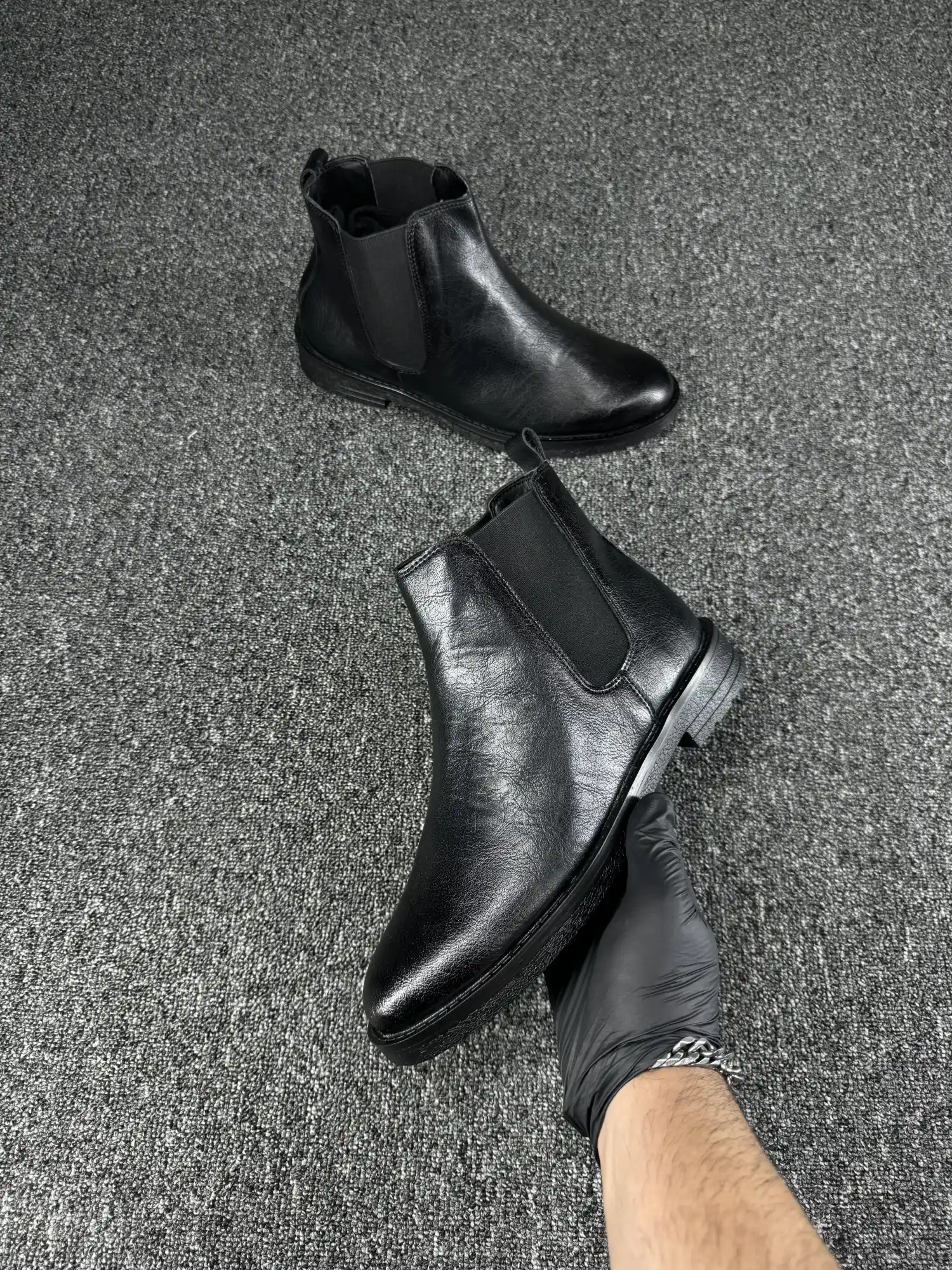 نیم بوت بغل کش چرم صنعتی کد2