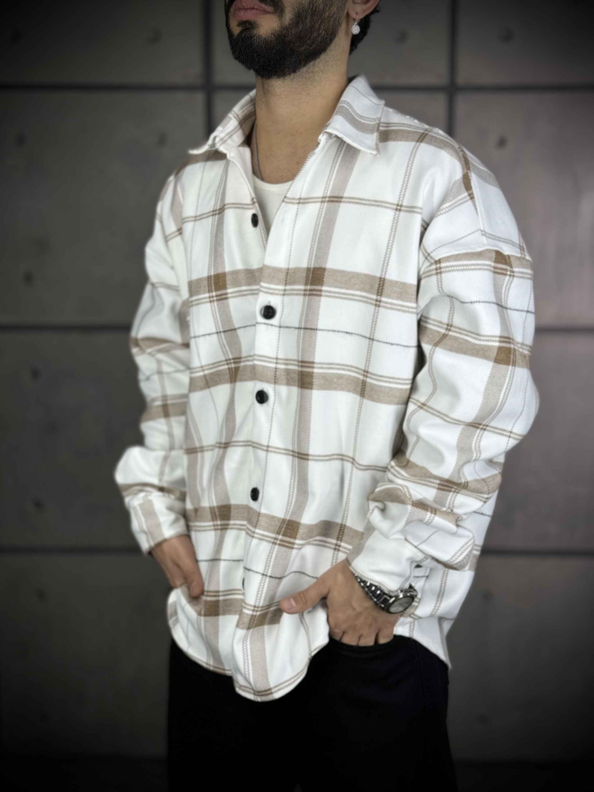 پیراهن پشمی چهارخانه مردانه کد1