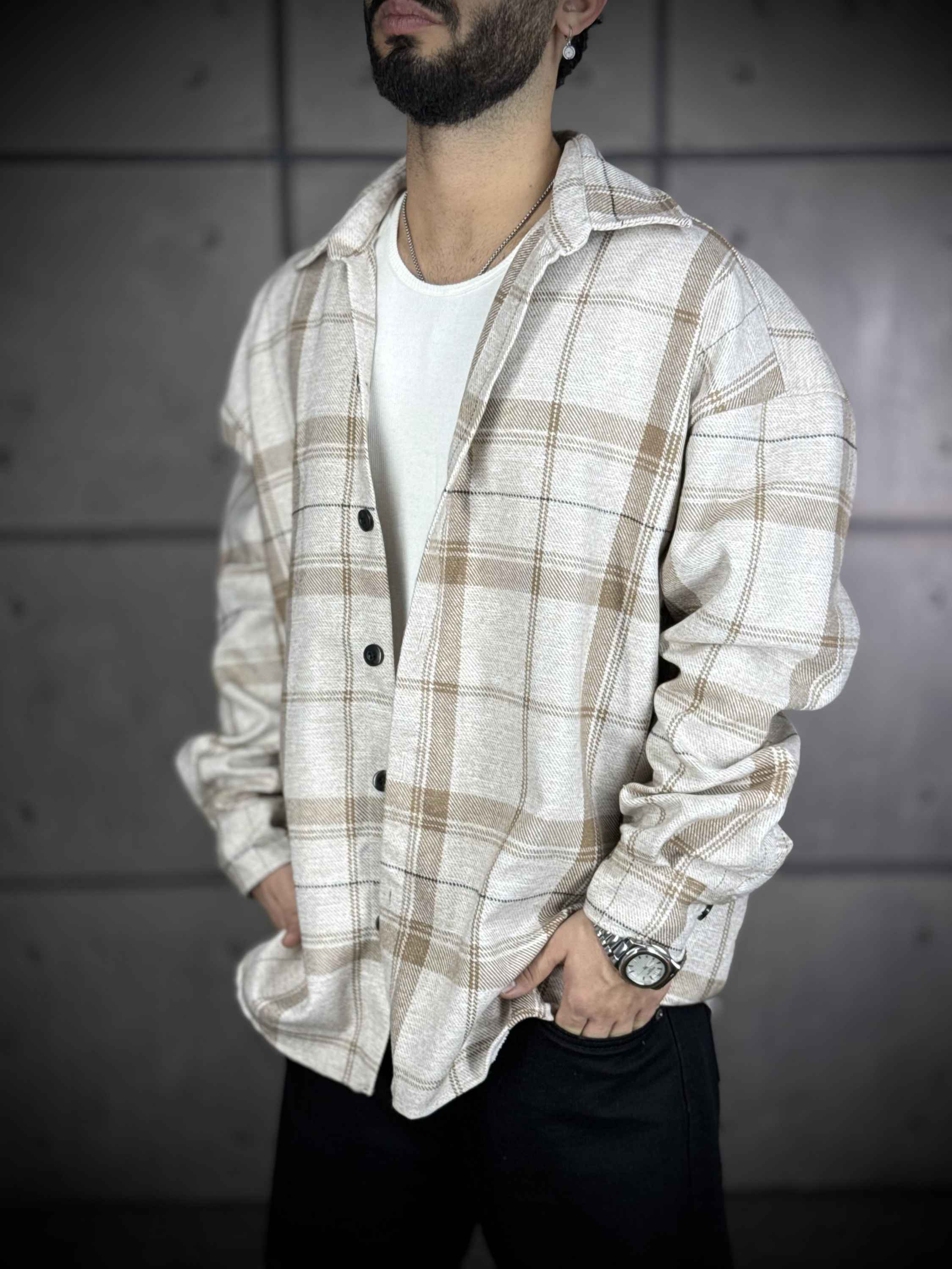 پیراهن پشمی چهارخانه مردانه کد2